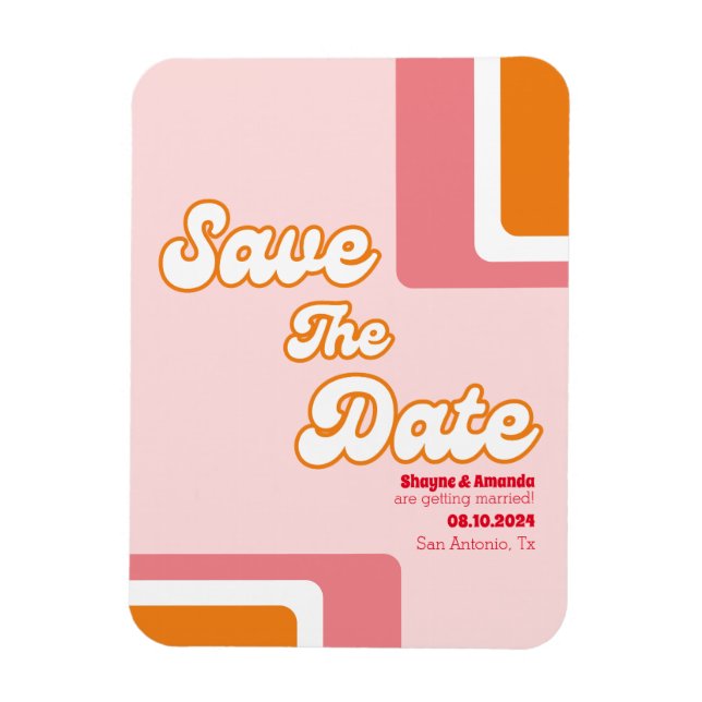 Magnet Flexible les années 70 Retro blush rose orange super enregi (Vertical)