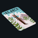 Magnet Flexible Les Arcs France<br><div class="desc">Les Arcs France affiche de ski de voyage dans un style rétro.</div>