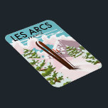 Magnet Flexible Les Arcs France<br><div class="desc">Les Arcs France affiche de ski de voyage dans un style rétro.</div>