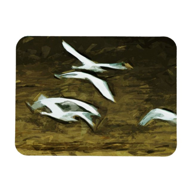 Magnet Flexible Les cygnes trompettes dans l'impressionnisme Abstr (Horizontal)