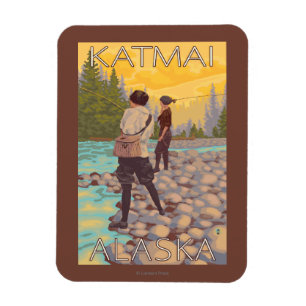 Magnet Flexible Les femmes pilotent la pêche - Katmai, Alaska