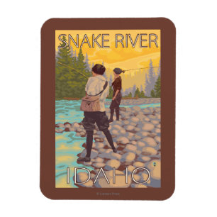 Magnet Flexible Les femmes pilotent la pêche - la rivière Snake,
