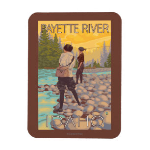 Magnet Flexible Les femmes pilotent la pêche - rivière de Payette,