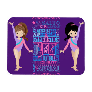 Magnet Flexible Les filles gymnastiques compétences Mots de la gym