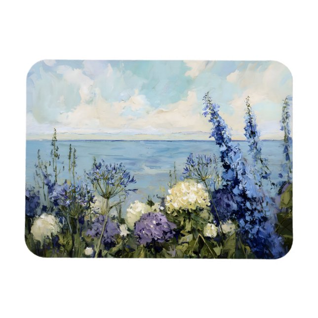 Magnet Flexible Les fleurs et la peinture sur la mer (Horizontal)