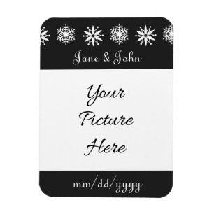 Magnet Flexible Les flocons de neige d'hiver en noir savourent l'a