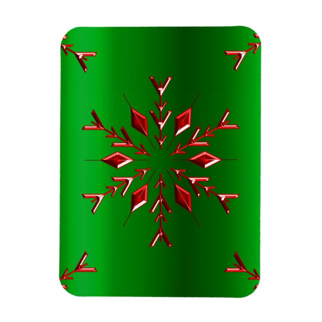 Magnet Flexible Les flocons rouges de Noël vert (Vertical)