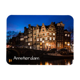 Magnet Flexible Les maisons du canal d'Amsterdam la nuit