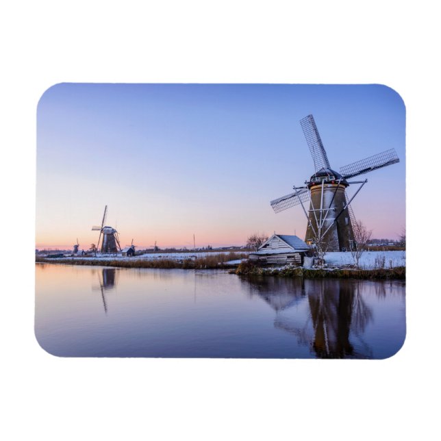 Magnet Flexible Les moulins à vent en hiver pendant le rectangle d (Horizontal)