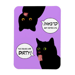 Magnet Flexible Les plats Pop Art sont propres / sale Chat