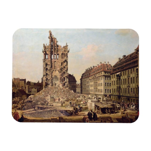 Magnet Flexible Les ruines de l'ancienne Kreuzkirche, Dresde (Horizontal)