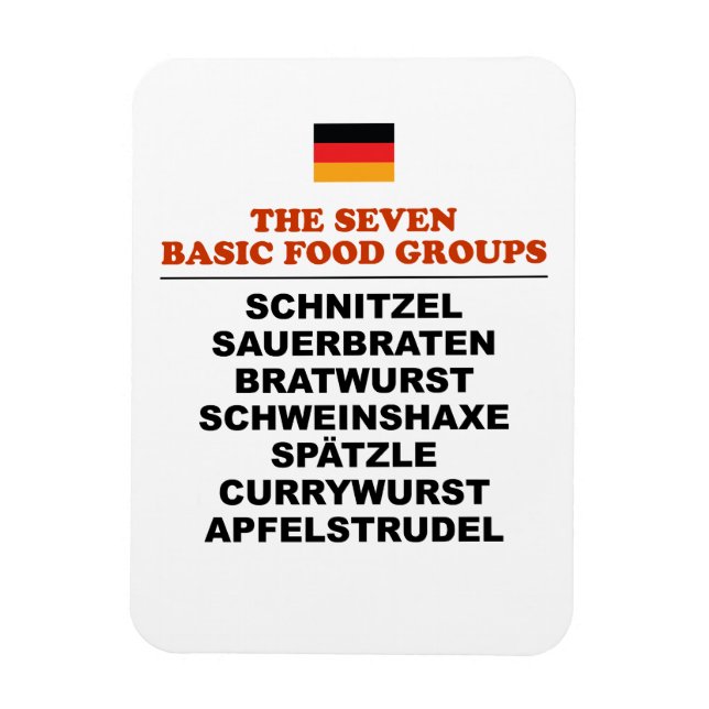 Magnet Flexible Les sept groupes alimentaires de base Funny German (Vertical)
