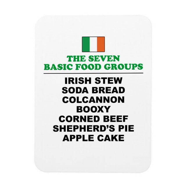 Magnet Flexible Les sept groupes alimentaires de base Funny Irish (Vertical)
