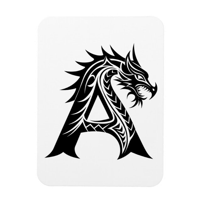 Magnet Flexible Lettre A de style dragon, Alphabet Dragon, Monogra (Vertical)