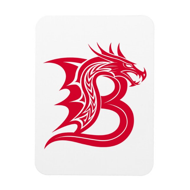 Magnet Flexible Lettre B de style dragon, alphabet du dragon, mono (Vertical)