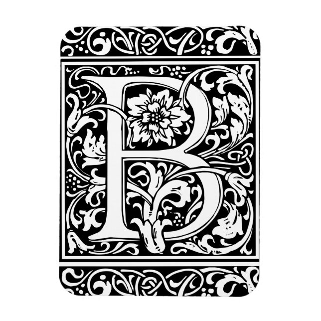 Magnet Flexible Lettre B Monogramme Médiéval Initiale Vintage (Vertical)