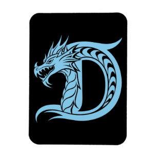 Magnet Flexible Lettre D de style dragon, Alphabet Dragon, Monogra