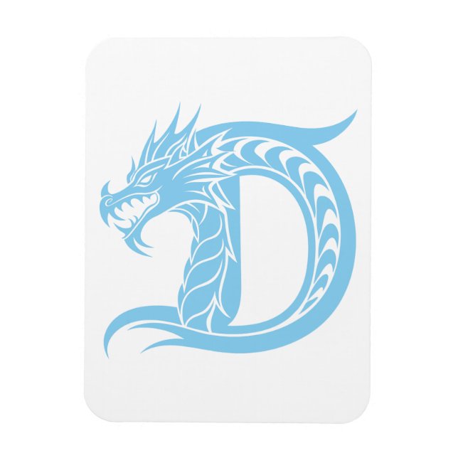 Magnet Flexible Lettre D de style dragon, Alphabet du dragon, Mono (Vertical)