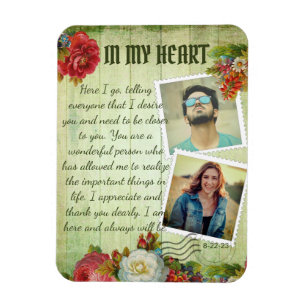 Magnet Flexible Lettre d'amour romantique vintage en bois vert