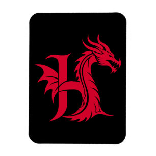 Magnet Flexible Lettre de style dragon H, alphabet du dragon, mono