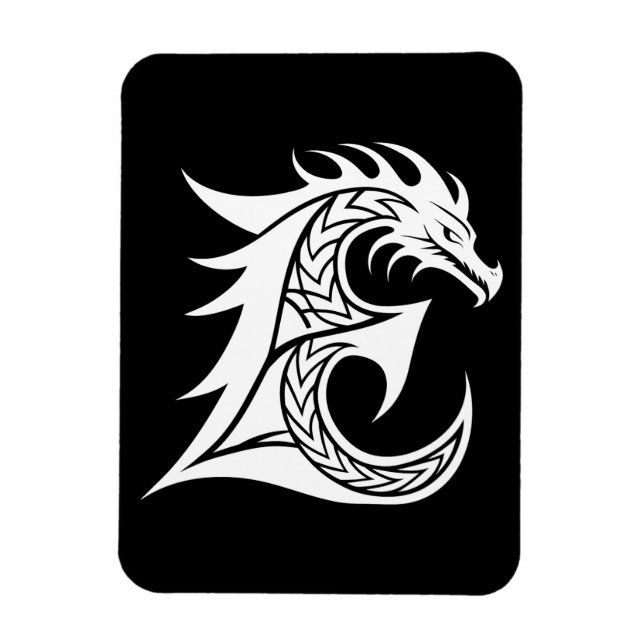 Magnet Flexible Lettre E de style dragon, Alphabet Dragon, Monogra (Vertical)
