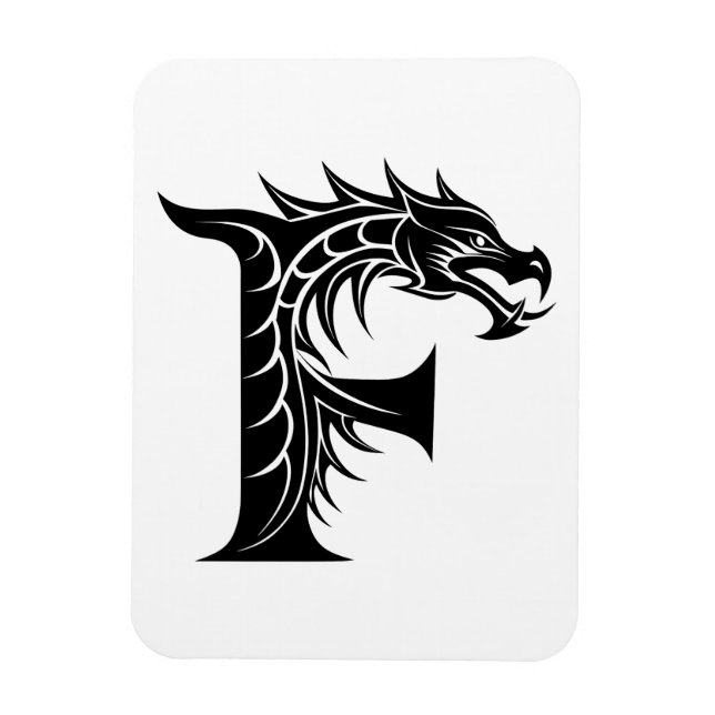Magnet Flexible Lettre F de style dragon, Alphabet Dragon, Monogra (Vertical)