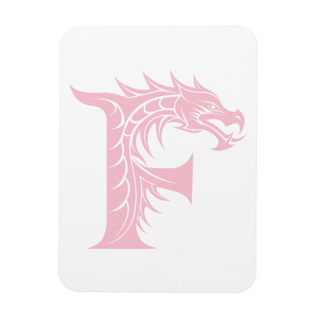 Magnet Flexible Lettre F de style dragon, alphabet du dragon, mono (Vertical)