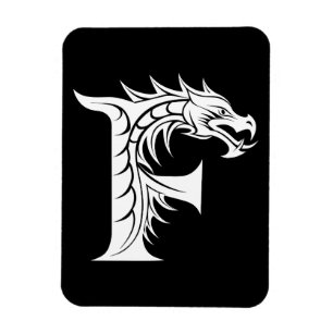 Magnet Flexible Lettre F de style dragon, alphabet du dragon, mono