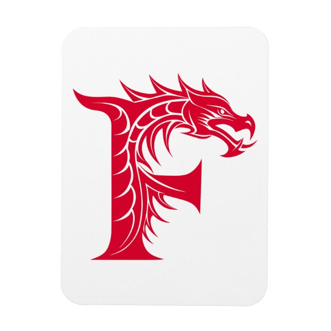 Magnet Flexible Lettre F de style dragon, alphabet du dragon, mono (Vertical)