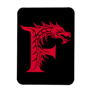 Magnet Flexible Lettre F de style dragon, alphabet du dragon, mono