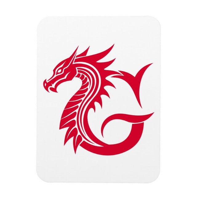 Magnet Flexible Lettre G de style dragon, alphabet du dragon, mono (Vertical)