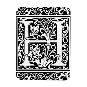 Magnet Flexible Lettre H Monogramme médiéval Art Nouveau