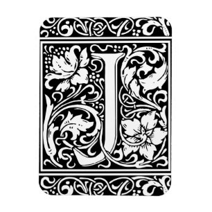 Magnet Flexible Lettre J Monogramme médiéval Vintage
