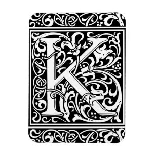 Magnet Flexible Lettre K Monogramme Art Nouveau Médiéval