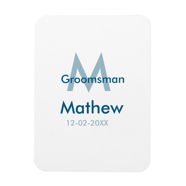 Magnet Flexible Lettre masculine de nom de garçon d'honneur bleu m (Vertical)