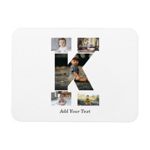 Magnet Flexible Lettre noire et blanche K - Collage photo
