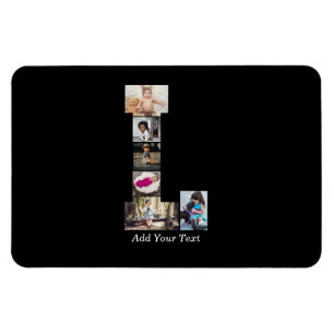 Magnet Flexible Lettre noire et blanche L Photo Collage