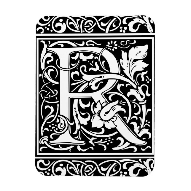 Magnet Flexible Lettre R Monogramme Médiéval Initiale Vintage (Vertical)
