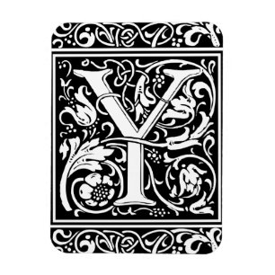 Magnet Flexible Lettre Y Monogramme Médiéval Initiale Vintage