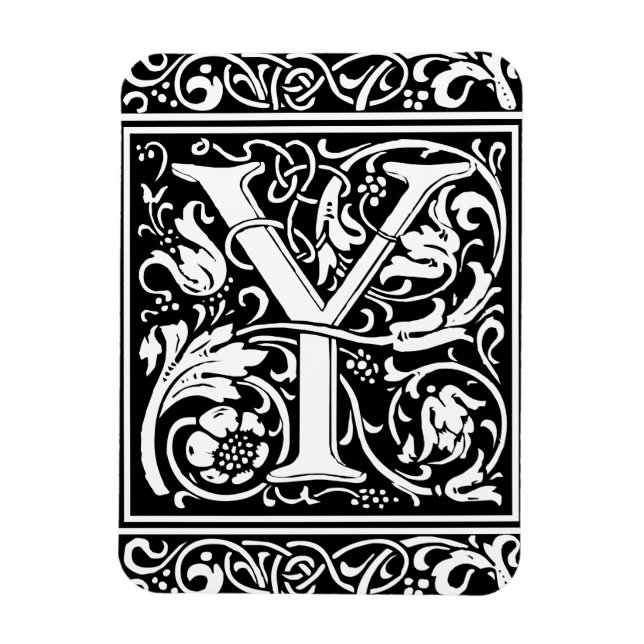 Magnet Flexible Lettre Y Monogramme Médiéval Initiale Vintage (Vertical)