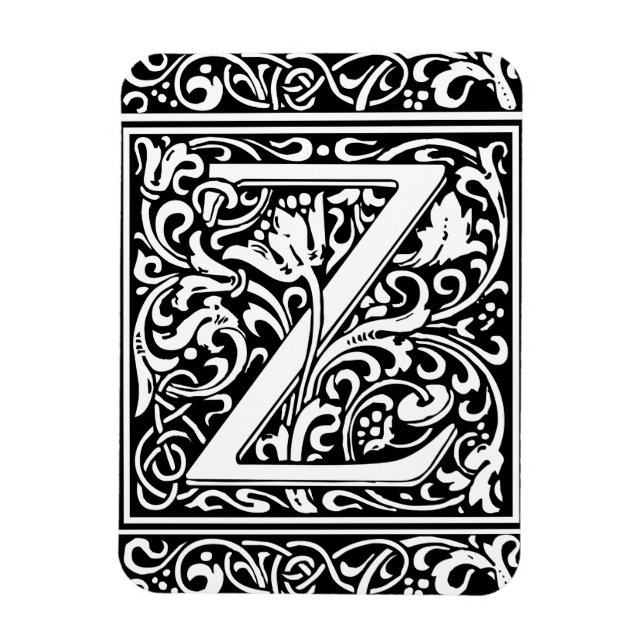 Magnet Flexible Lettre Z Monogramme médiéval Art Nouveau (Vertical)
