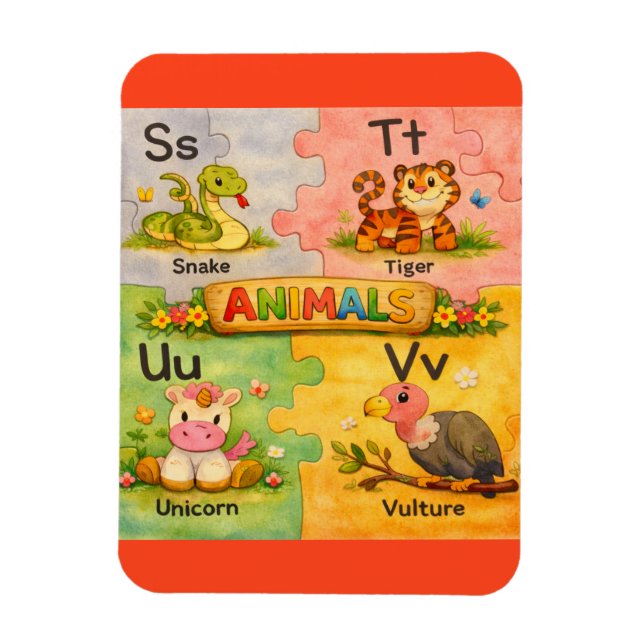Magnet Flexible Lettres Animaux Réfrigérateur Aimant S-V pour Avan (Vertical)