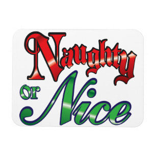 Magnet Flexible Lettres rouges rétro Noël, Naughty ou Nice