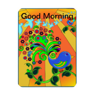 Magnet Flexible Lever de soleil bonjour avec l'oiseau