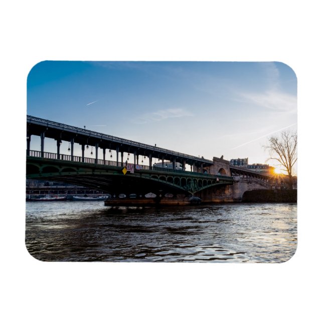 Magnet Flexible Lever de soleil sur le pont Bir-Hakeim en hiver -  (Horizontal)