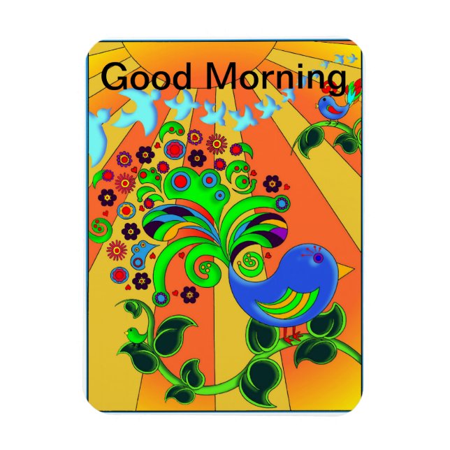 Magnet Flexible Lever du soleil du matin avec l'oiseau (Vertical)