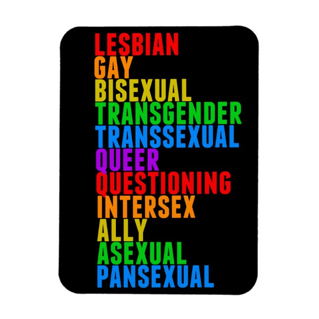 Magnet Flexible LGBTTQQIAAP Gay pride arc-en-ciel Diversité acrost (Vertical)