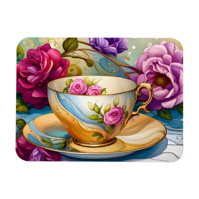 Magnet Flexible L'heure du thé - Art de tasse à thé  (Horizontal)
