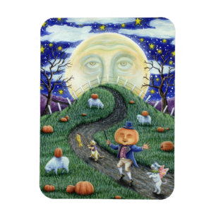 MAGNET FLEXIBLE L'HOMME CITROUILLE RENCONTRE L'HOMME DANS LA LUNE,