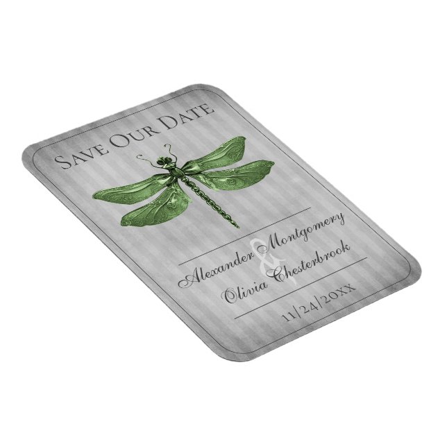 Magnet Flexible Libellule au joyau vert Carte de sauvegarde de dat (Côté Droit)